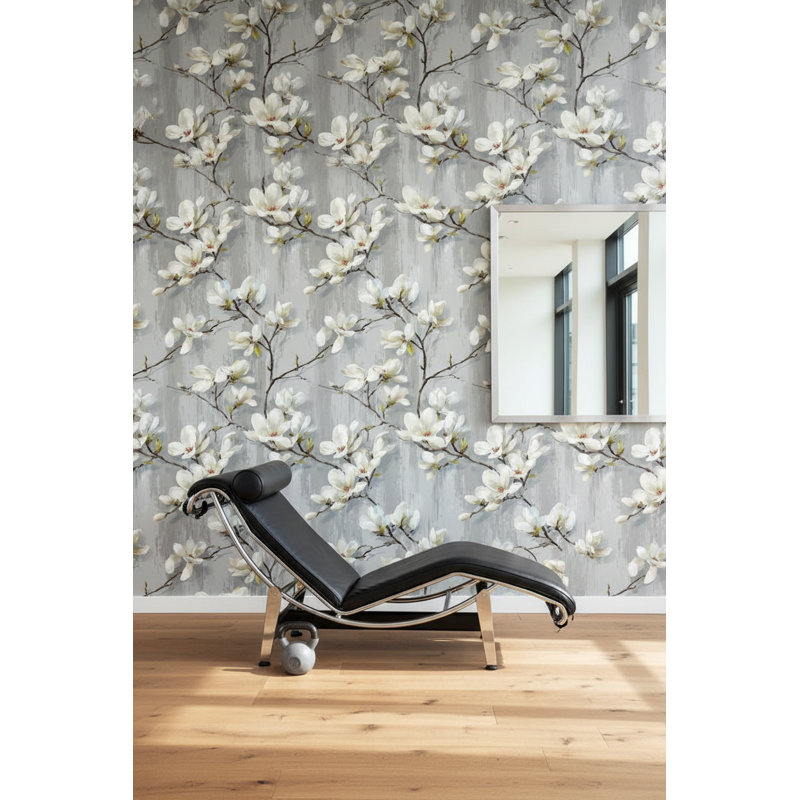 Papier peint floral, murale rétro, décoration murale élégante