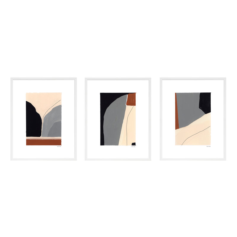 Transcendence. Set Of 3 Painting by Andrea Stokes, White Wood, 20" H x 16" W x 1.25" D