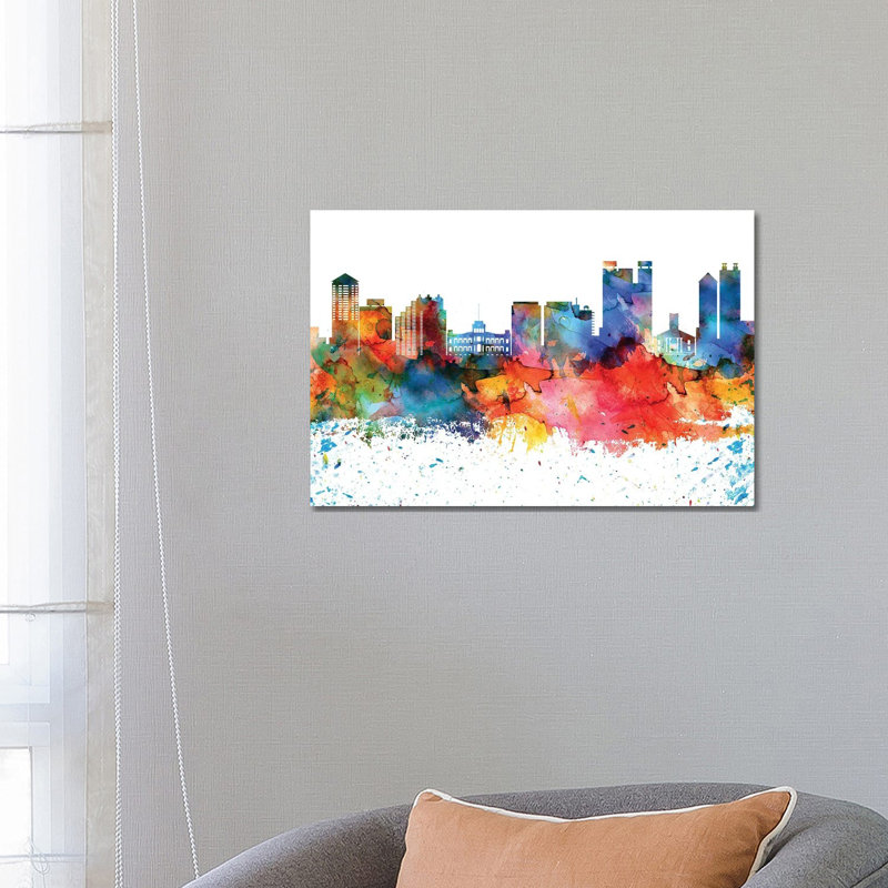 Honolulu Skyline - Wrapped Canvas Painting, 66.04 cm H x 45.72 cm W x 3.175 cm D