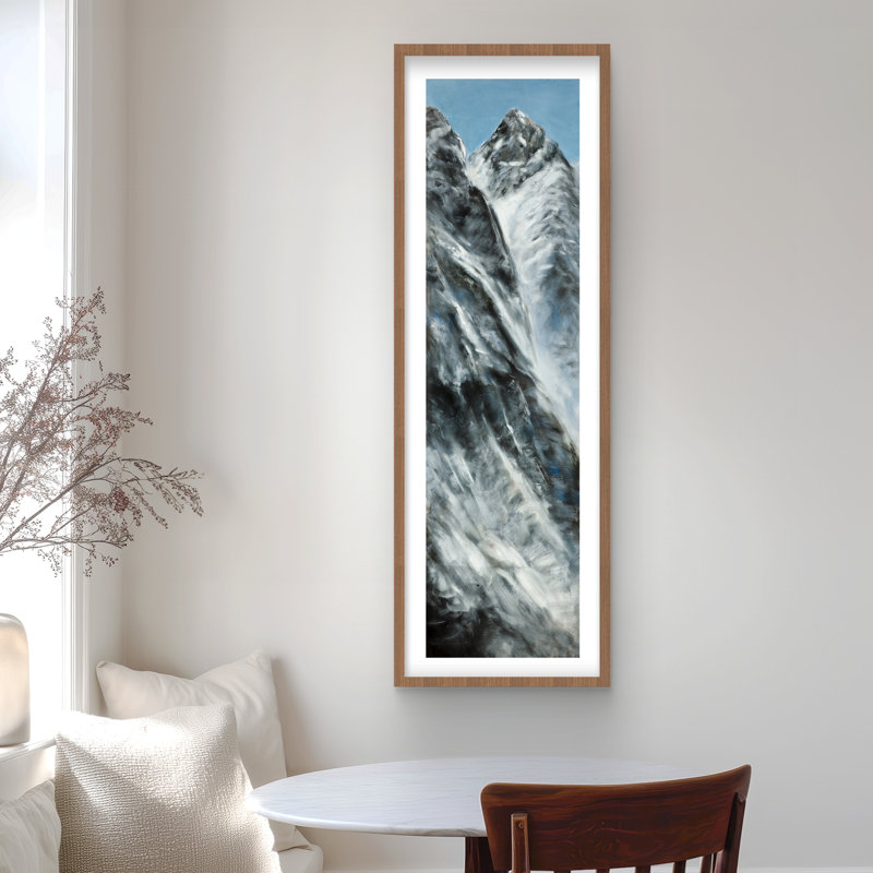 «Mountains of Lhotse», reproduction encadrée murale grise, H 48 po x l 16 po, Brun