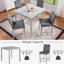 Ensemble de table 5 pièces à hauteur de comptoir, ensemble de table de cuisine en bois avec table carrée et 4 chaises rembourrées, ensemble de table de salle à manger à hauteur de comptoir avec décoration en cristal et ensemble de chaises, gris argenté-1080833032-1080833143