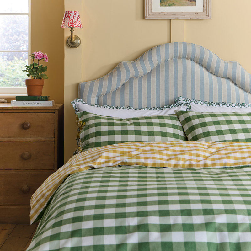Orchard Gingham Cotton Duvet Cover Set, Double Duvet Cover + 2 Pillowcases