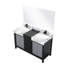 Meuble-lavabo double noir et gris, 55 po L 22 po x P 22 po, plateau en marbre, robinet inclus, miroir 53 po, base en bois large, comptoir Scratch mat