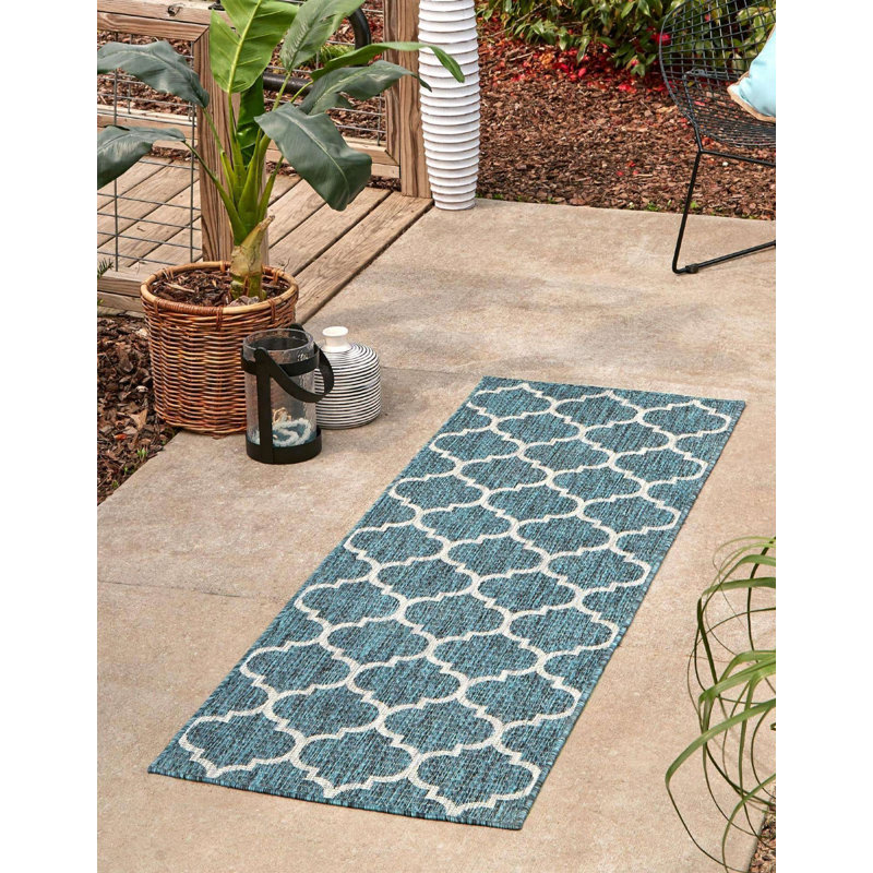 Outdoor Preen Area Rug Seige Color, Runner 2'7" x 12'