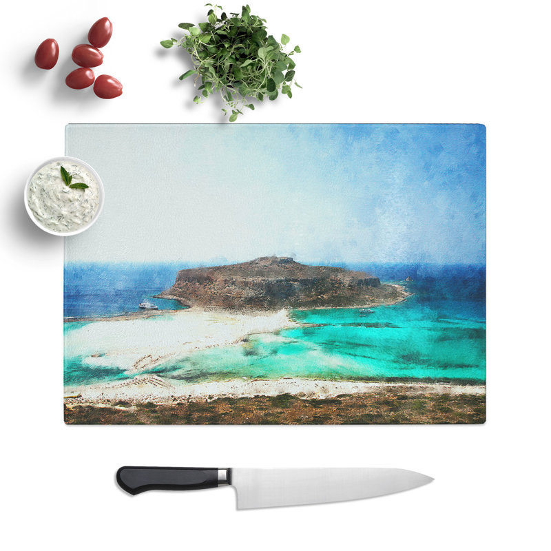 Balos Beech in Crete Greece Painting Chopping Board, 0.4cm H x 29cm W x 39cm L
