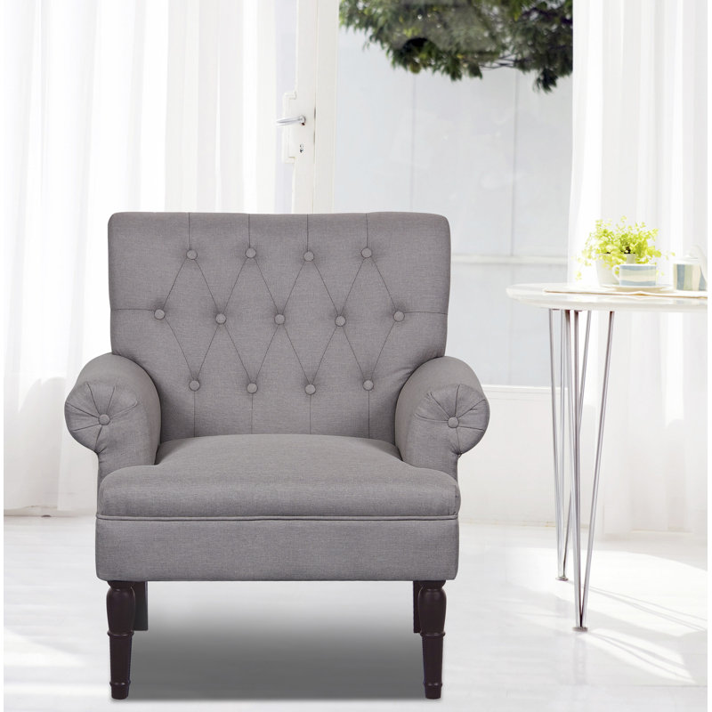 Schleicher Upholstered Armchair, Light Brown Linen
