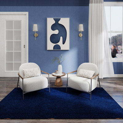 Tapis de couleur unie lavable à la machine 5 pi x 7 pi Cashmere-Feel avec envers antidérapant et bordure durable