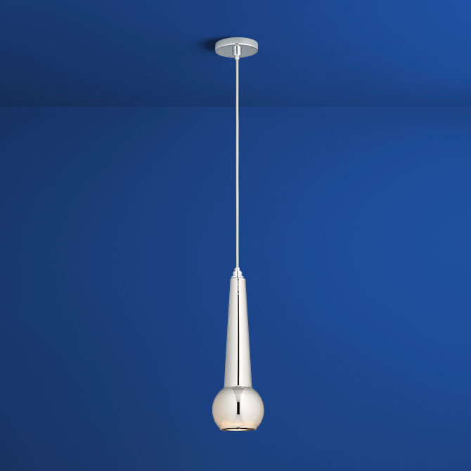 Luminaire suspendu 1 lumière Comet, Chrome poli, Miroir