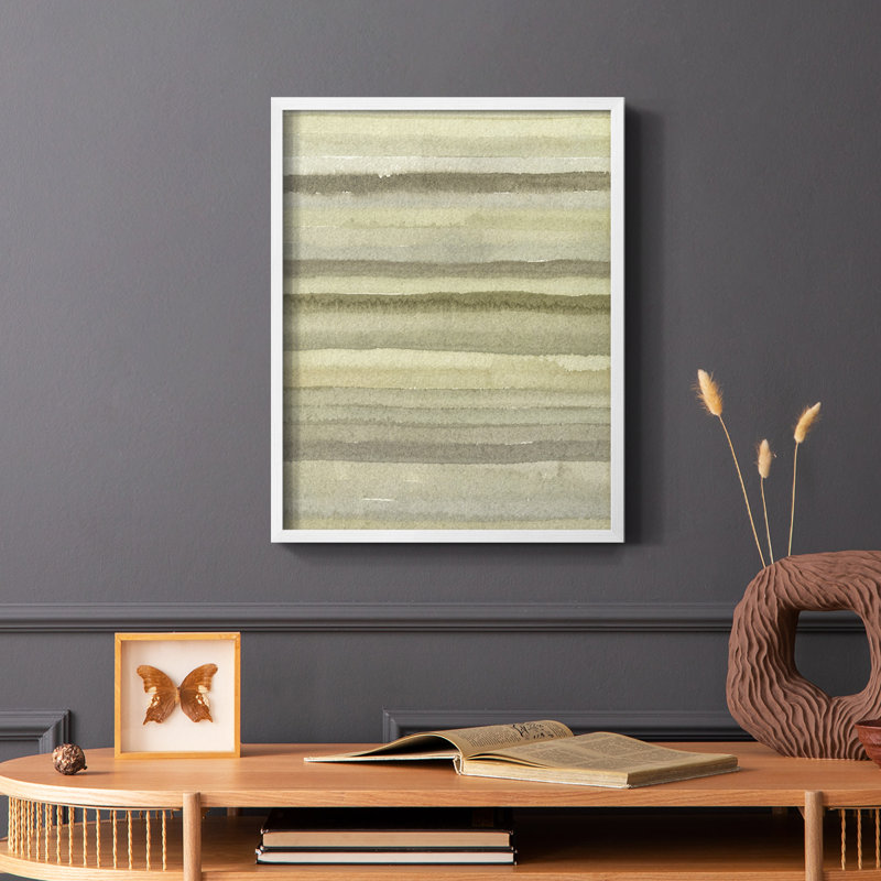 Impression encadrée «Lines in Neutral II» - bois massif, H 28 po x l 22 po, Blanc