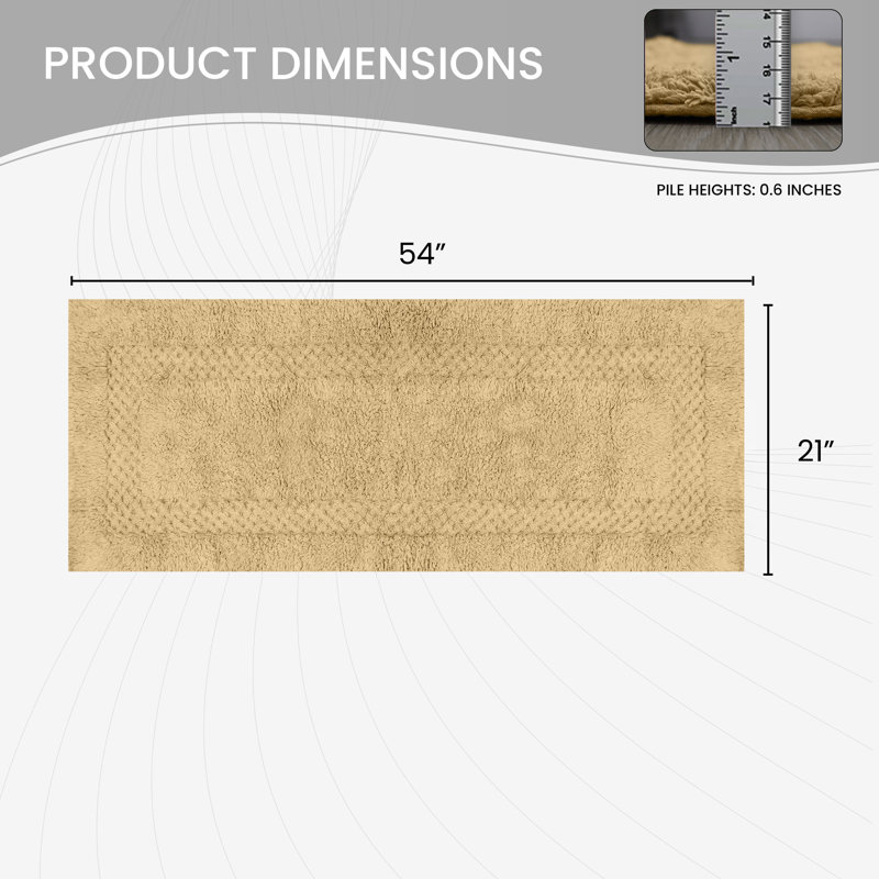 Tapis pour salle de bain 100% coton Classy Bathmat, l 21 po x L 54 po, Lin