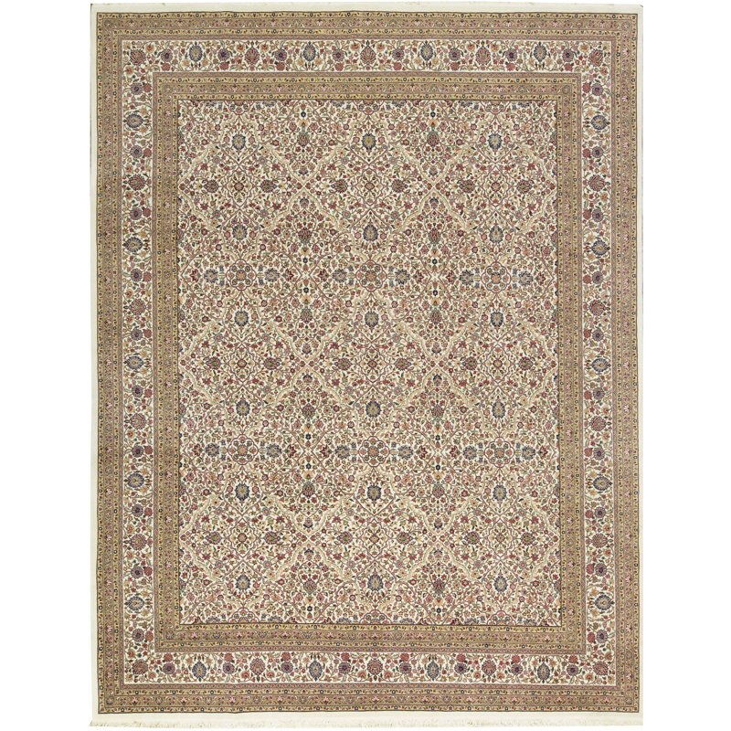 Tapis beige noué à la main de haute qualité