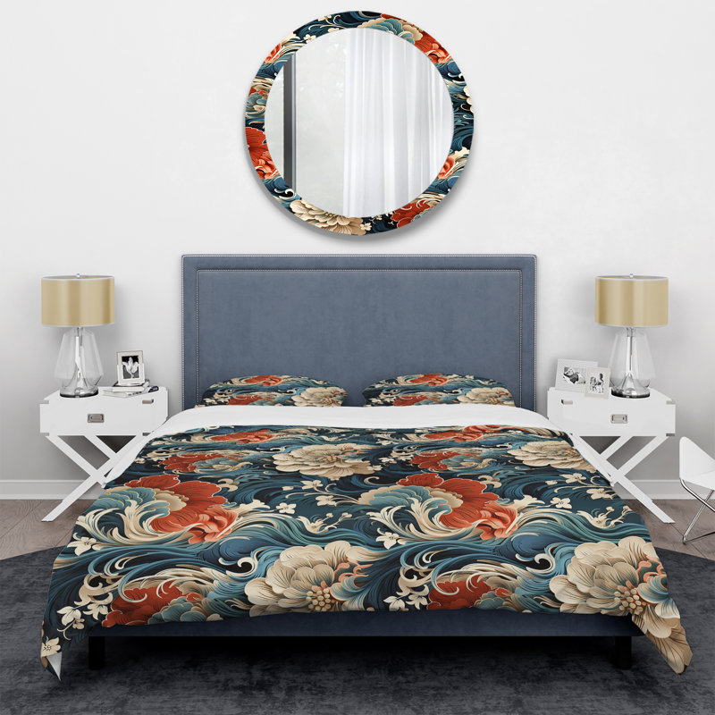 Calligraphy Essence I - Ensemble de housse de couette oriental, Housse de couette simple + 1 taie décorative stan