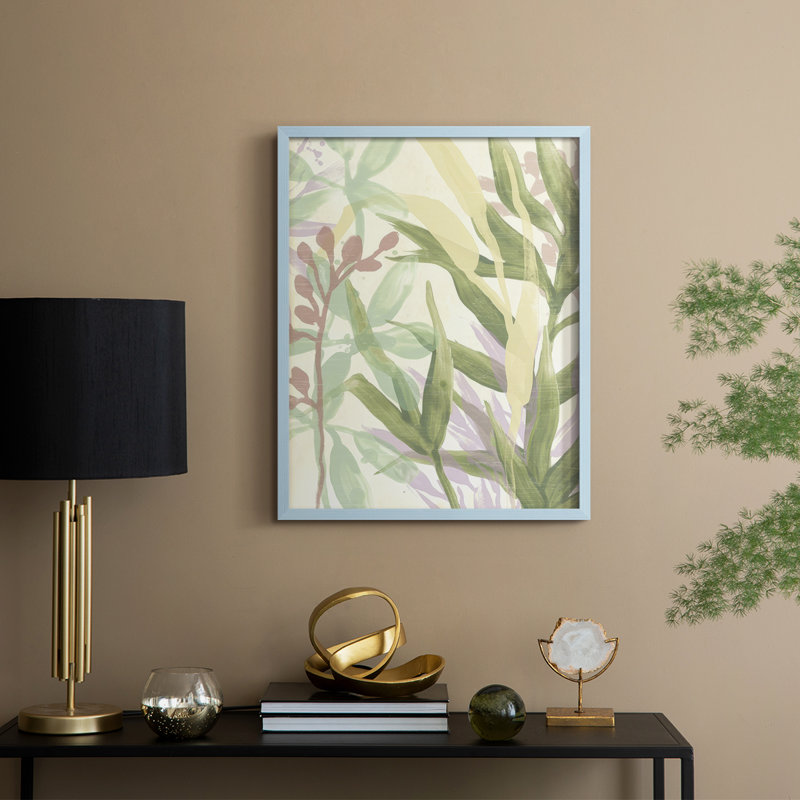 «Dreamy Tropical Leaves II», reproduction encadrée - bois massif, H 11 po x l 9 po, Bleu