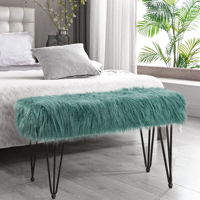 Keilia Upholstered Ottoman, Oil Blue