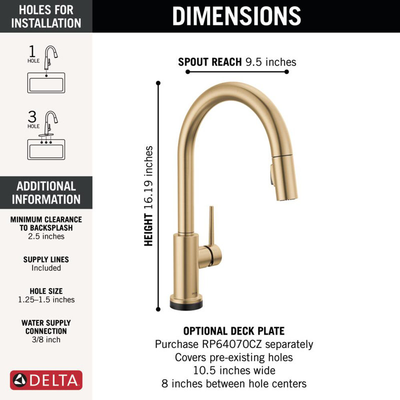 Trinsic VoiceIQ Touchless Kitchen Faucet with Pull Down Sprayer, Smart Faucet, Alexa and Google Assistant Voice Activated, Gold Kitchen Faucet, Champagne Bronze