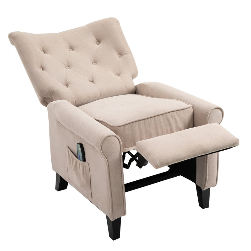 Fauteuil de massage inclinable, Blanc crème - polyester à 100 %
