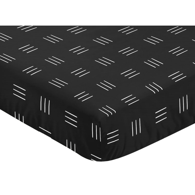 Drap-housse pour lit de bébé Boho Hatch Hatch, Noir et blanc