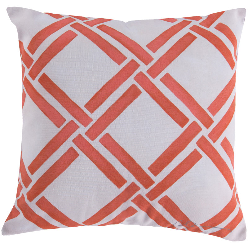 Geometric Reversible Throw Pillow, Orange, 18" x 18" 