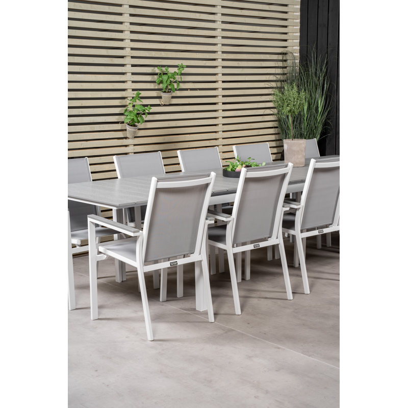 Faiyaz Rectangular 10 - Person 100Cm L Dining Set, White/Taupe