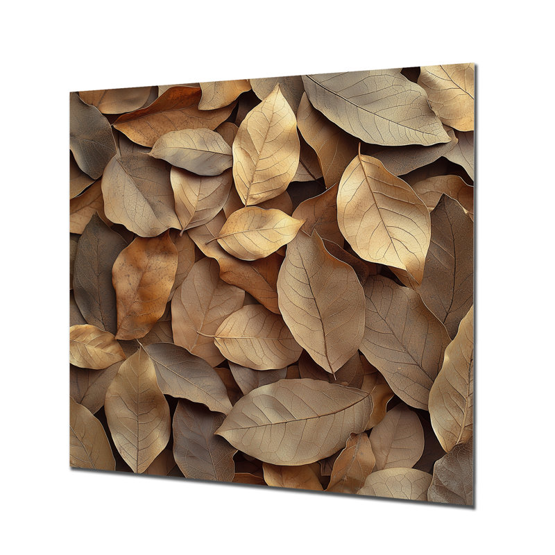 Brown Sable Leaves III - feuilles, décoration murale en métal, reproduction d'art traditionnelle en métal, H 36 po x l 36 po