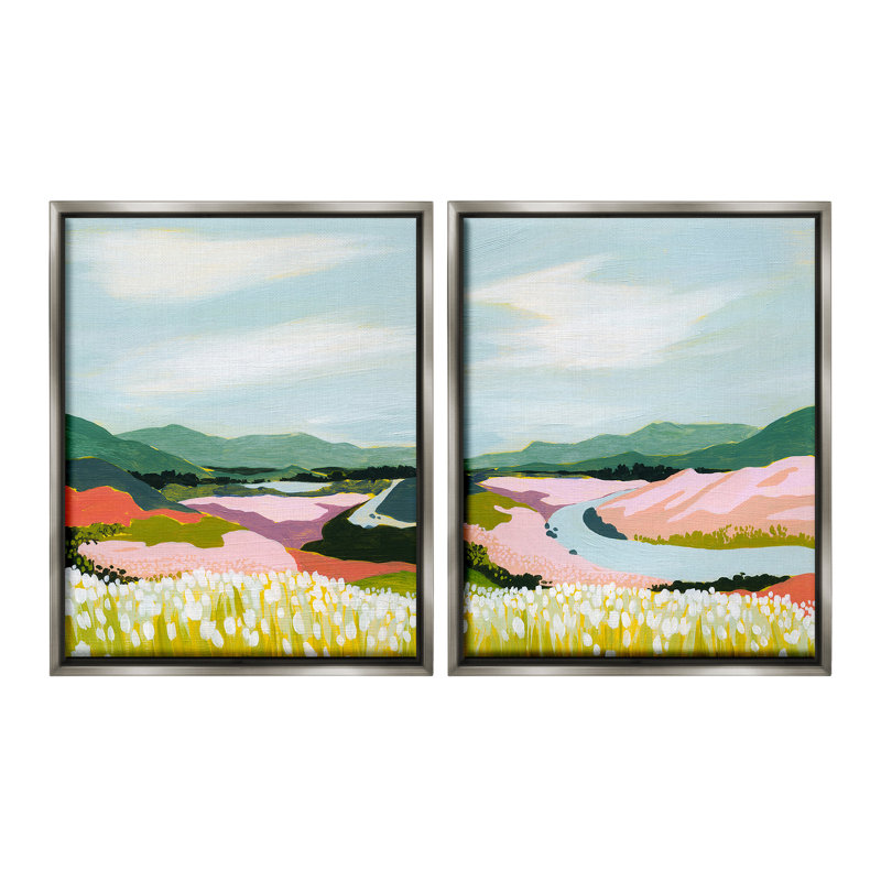 «Mountain Valley Meadow» par Grace Popp 2 - Pièces sur toile, Cadre flottant gris lustré, H 31 po x l 25 po