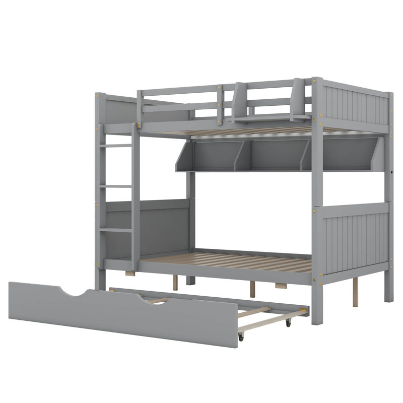 Lit superposé double au-dessus de double avec lit gigogne Pasko Kids, gris