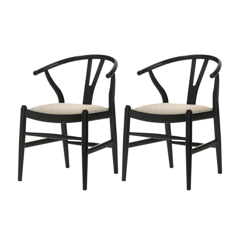 Ensemble de chaises d'appoint rembourrées en noir et beige Camerota (ensemble de 2)