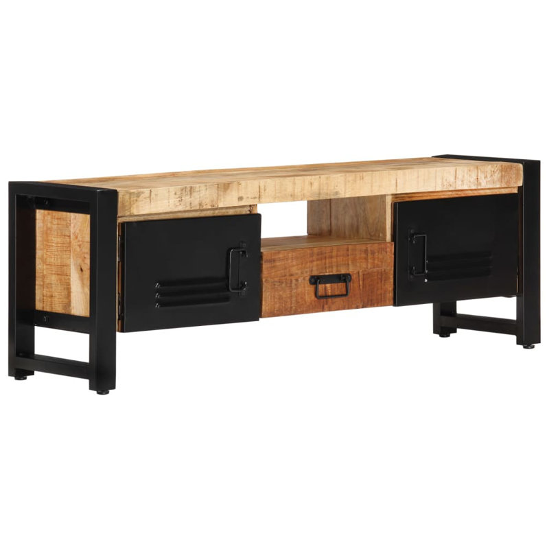 Braymer TV Cabinet 120x30x40 cm Solid Wood, Natural/Black