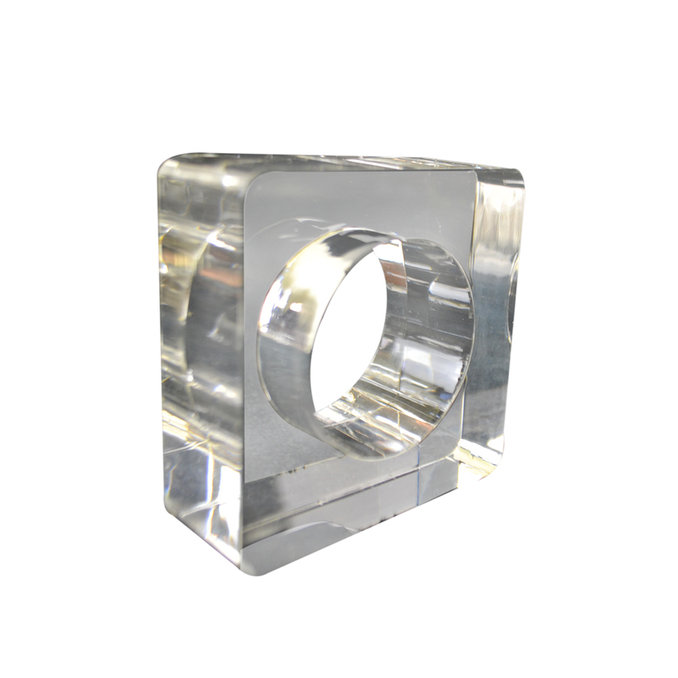 Clear Lucite Square Modern Napkin Ring Set