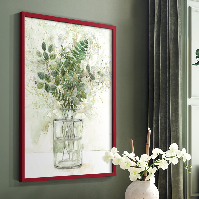 Delicate Greenery I Framed Print - Solid Wood, Brown, 10" H x 8" W