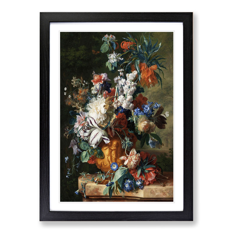 Still Life with Flowers Vol.4 by Willem Van Aelst - Picture Frame Painting, Black, 36cm H x 27cm W x 2cm D