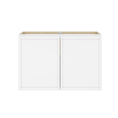 Armoire murale moderne en bouleau blanc moderne avec portes à cadre étroit et quincaillerie à fermeture en douceur pour les cuisines et les espaces polyvalents