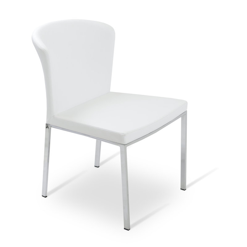Capri 18'' H Faux Leather Upholstered Metal Side Chair, White Faux Leather