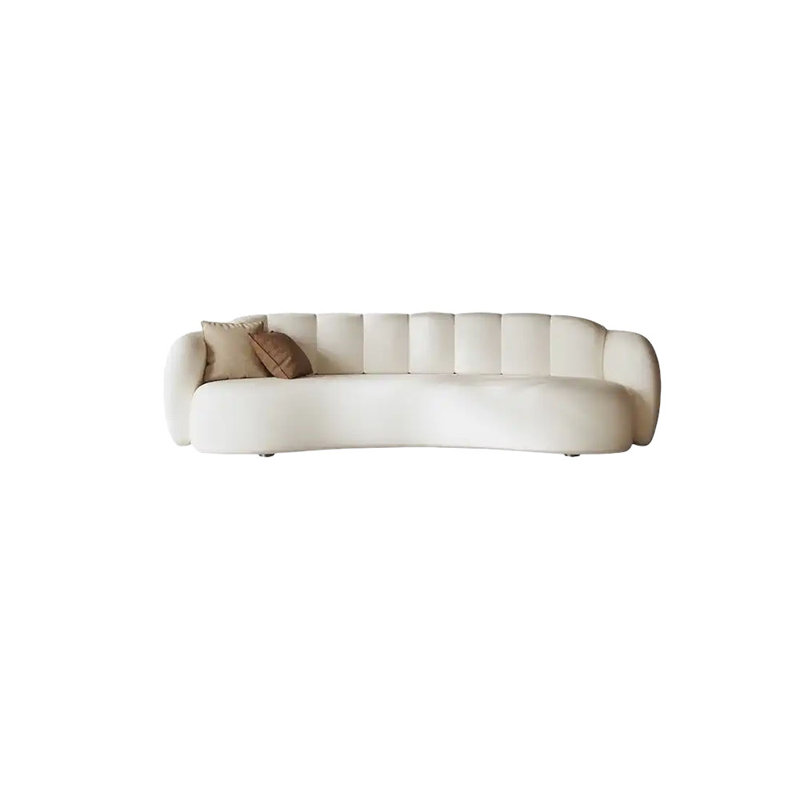 Cream style round curved sofa, 27.17" H x 90.55" W x 35.43" D, 4