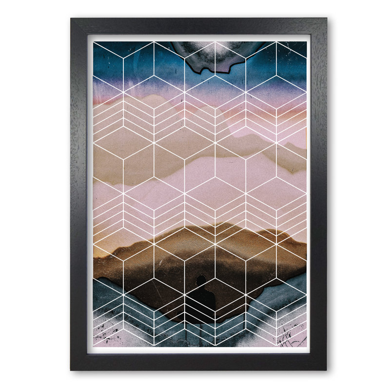 Geometric Abstract - Print, 60 cm H x 42 cm W x 5 cm D, Black Grain Frame