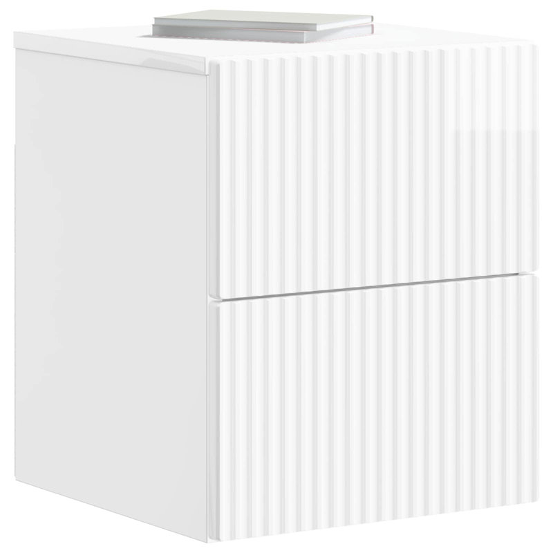 33cm W Manufactured Wood Bedside Table, High Gloss White