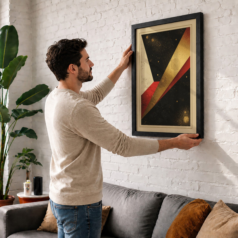 Celestial Geometry Art Deco - Framed Print, A2 - 59.4 x 42.0 cm, Oak