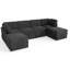 Canapé modulaire en velours côtelé de 131 po 131 po - Canapé surdimensionné en U 6 pièces avec repose-pieds gris foncé-1937241377