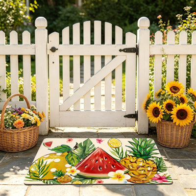 Tapis à motif de fruits tropicaux aquarelle 24 po x 36 po pour porche d'entrée