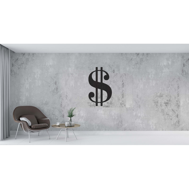 Signe de dollar Décoration murale en métal thermolaqué découpé au laser pour la maison et le bureau en plusieurs tailles et couleurs