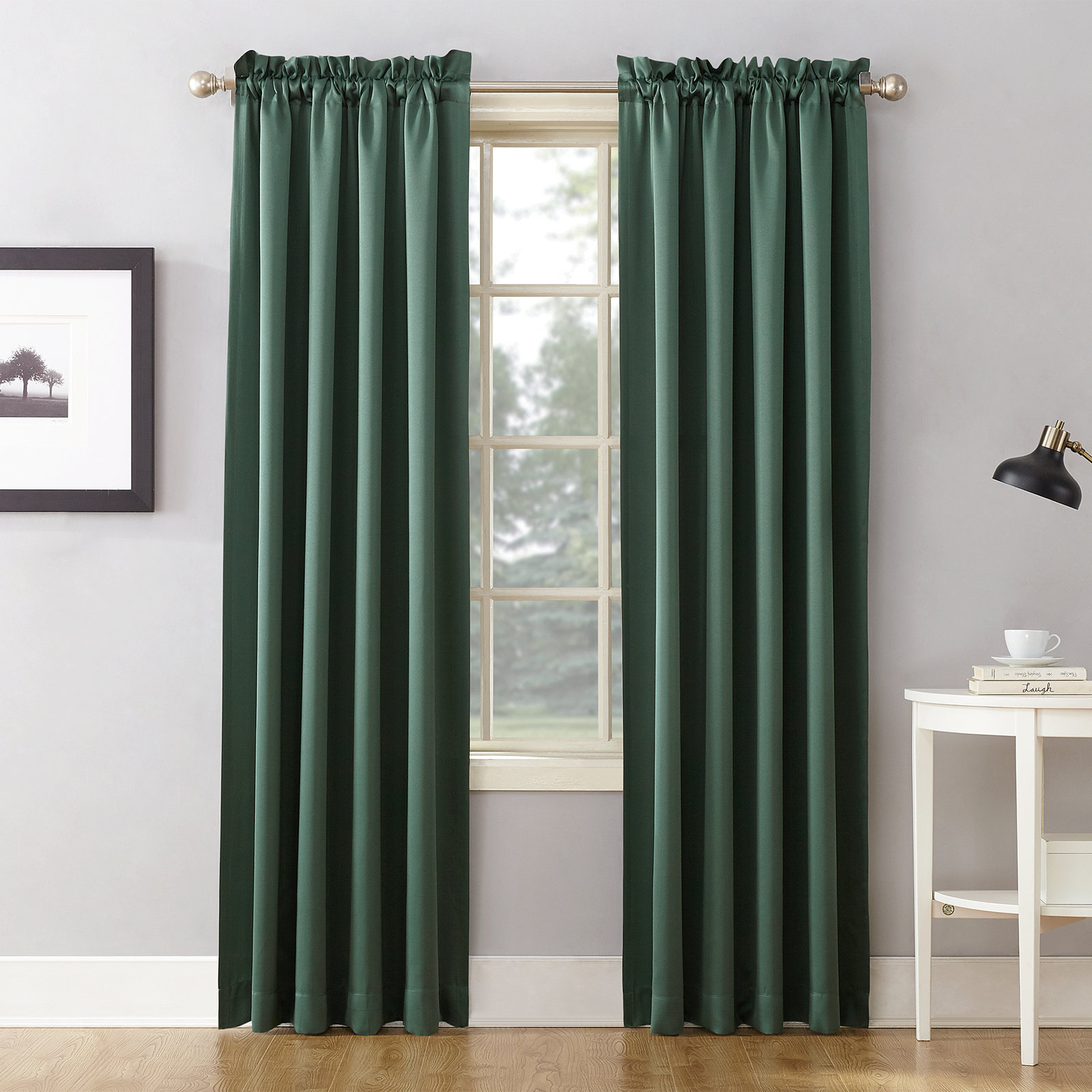 Wayfair Basics® Thermal Room Darkening Rod Pocket Curtain Panel, 54" W x 95" L, Everglade
