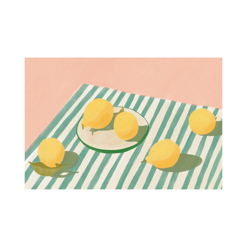 Citrons et rayures - impression d'art mural