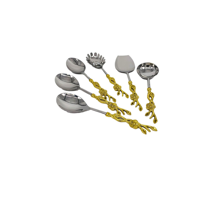 Gilcrease 6 Piece Stainless Steel Hostess Set, Gold