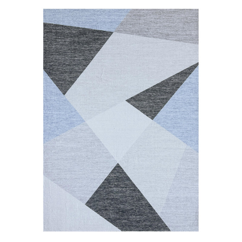 Tapis bleu et gris 7 pi x 10 pi