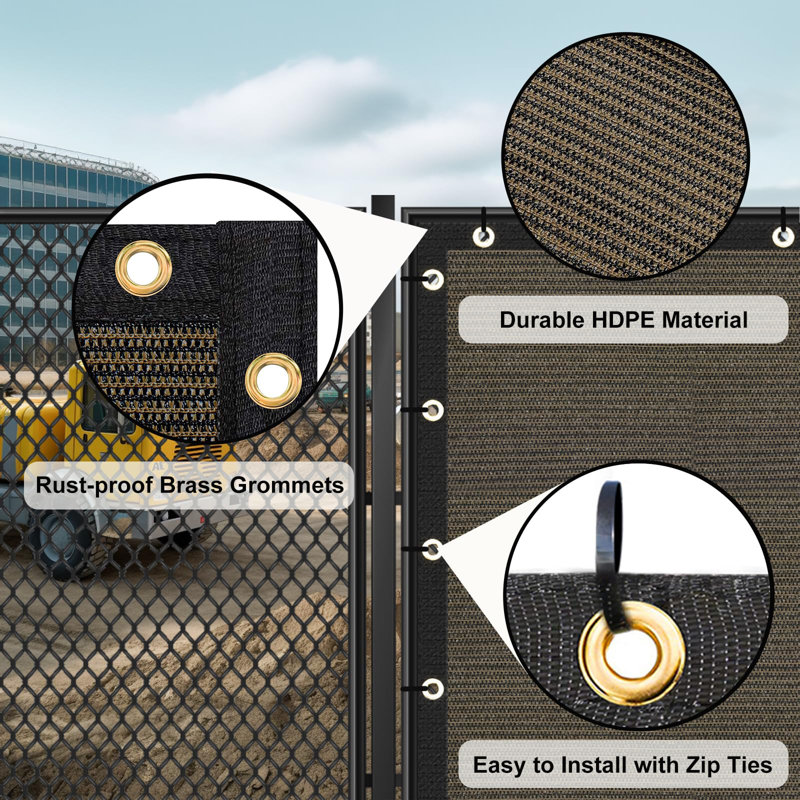 WildWeave Privacy Chain Fence Screen Fabric Cover Windscreen With Zip Tie, 6 ft. x 50 ft., Brown