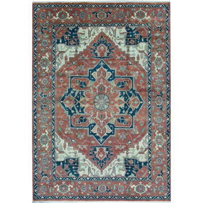 Tapis rouge / bleu / beige tissé à la main de haute qualité