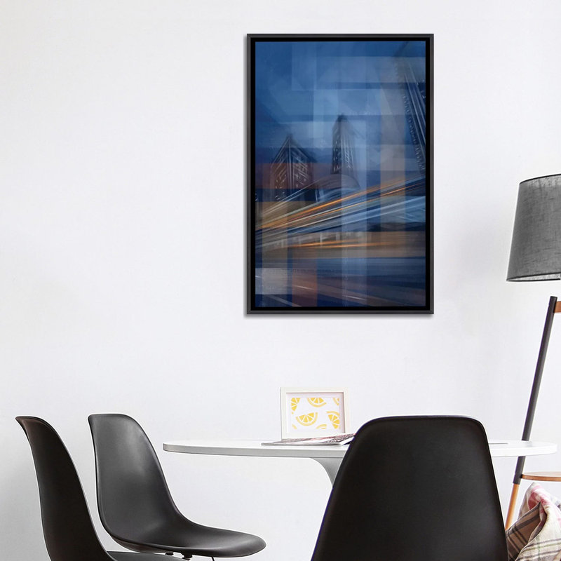 «Moving City Glass», reproduction d'art sur toile encadrée, 40 po x 26 po, Toile avec cadre, Noir patiné