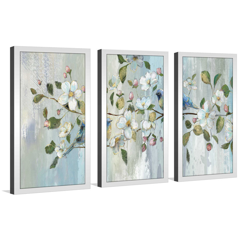 Painterly Spring I - Ensemble de 3 reproductions d'images sur acrylique, L 40,5 po x H 25,5 po x P 1 po