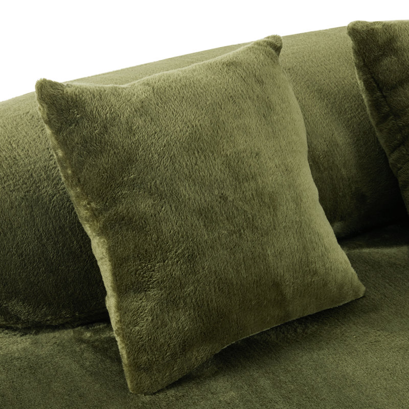 Canapé modulaire incurvé de style moderne en flanelle de 111,4 po, 2 pièces avec 4 coussins, Velours vert olive
