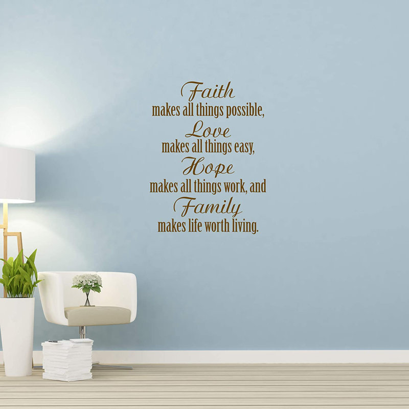 Décalcomanie murale "Faith is all things possible", Marron, H 30 po x l 22 po